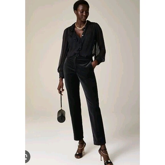 J.Crew Kate Slim-Fit Pants in Velvet Black Italian Fabric CF271  Size 16 NWT - Picture 1 of 11